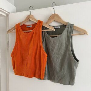 Set of 2 Zara high-neck cropped tank tops